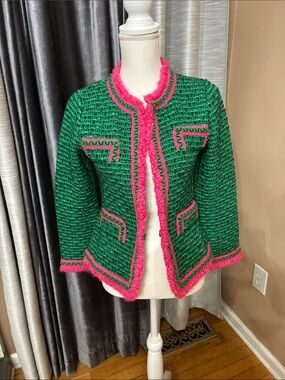 The Extreme Collection Green and Pink Bouclé Jacket